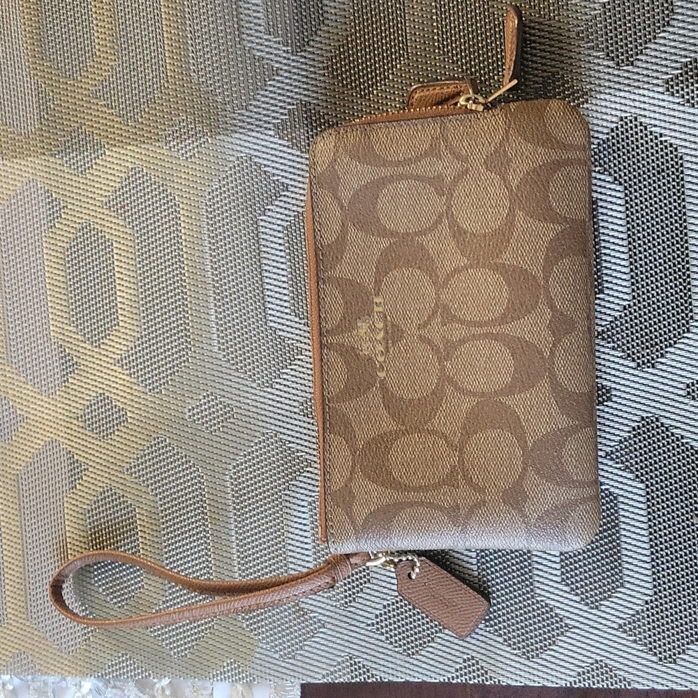 Coach double zipper wristlet